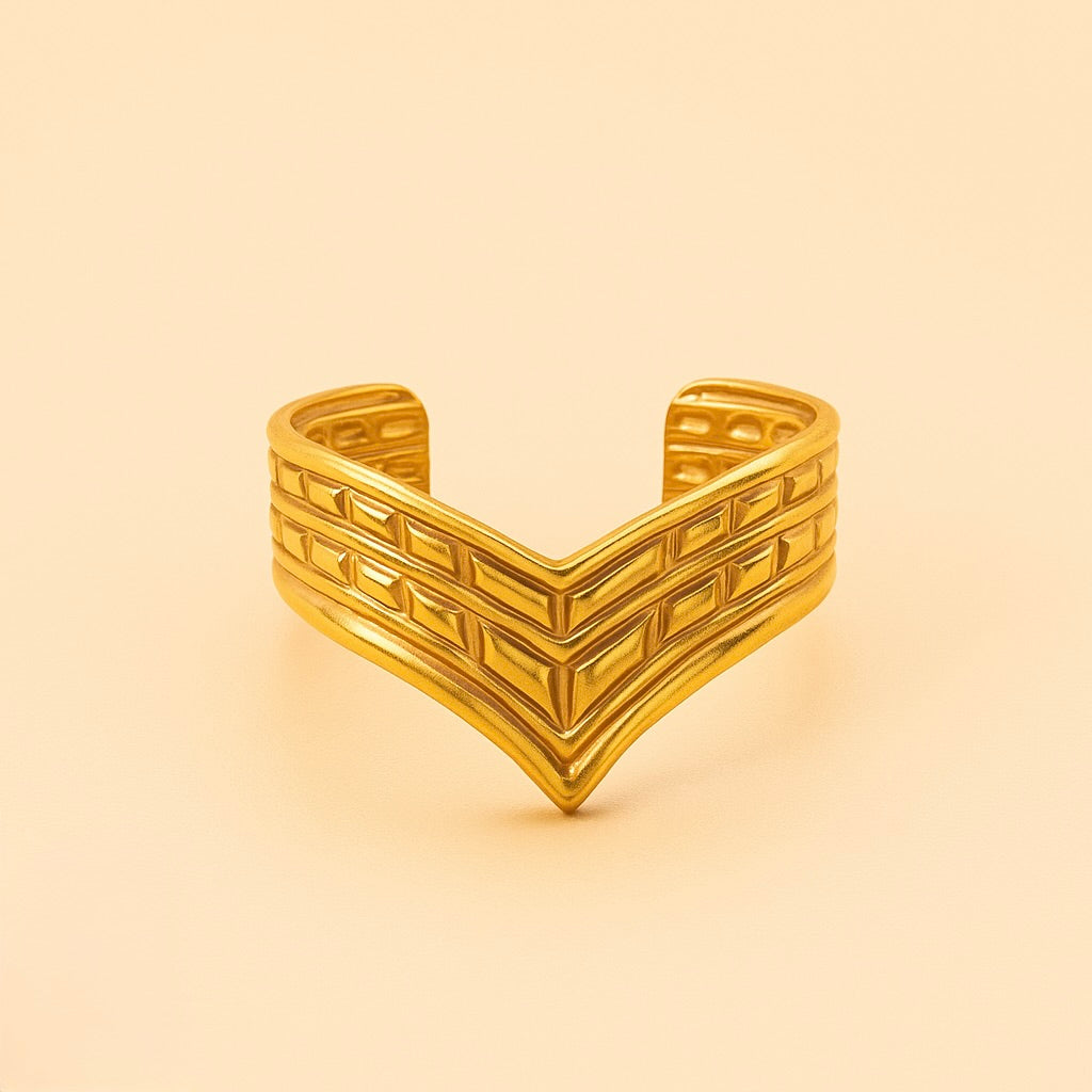 Geometric Edge Ring on a beige background