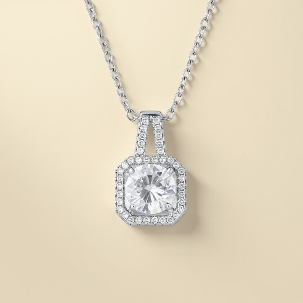 Radiant Spark Necklace on a beige background