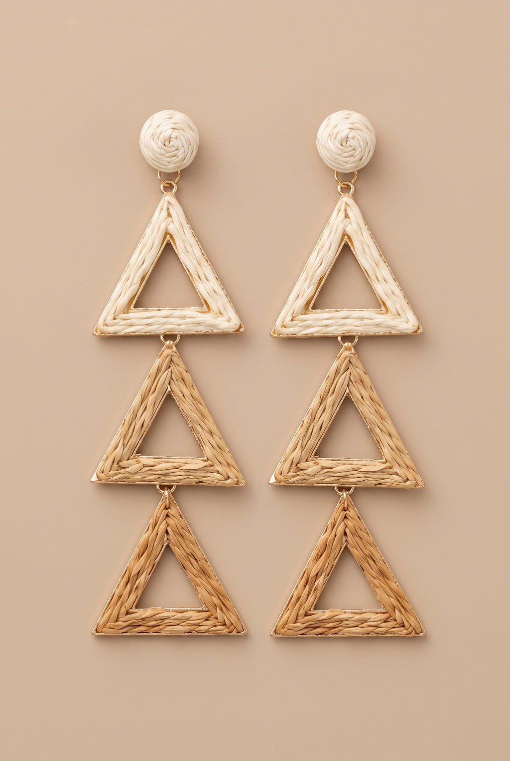 SEASIDE TRIANGLE RATTAN EARRINGS