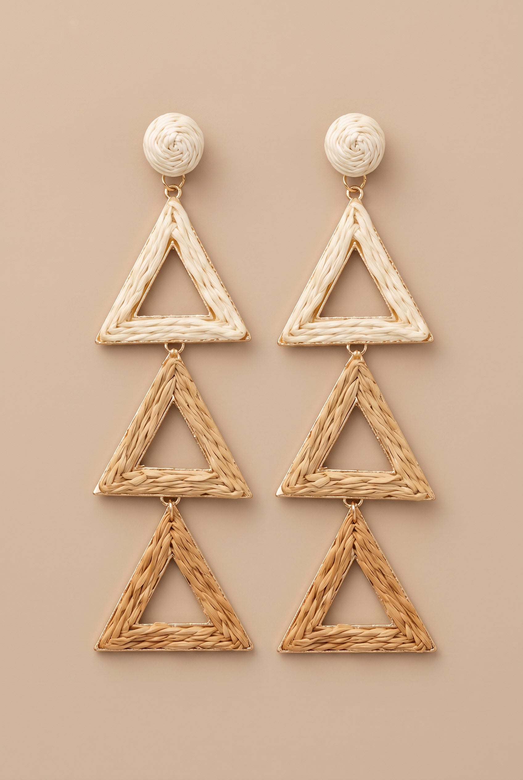 SEASIDE TRIANGLE RATTAN EARRINGS