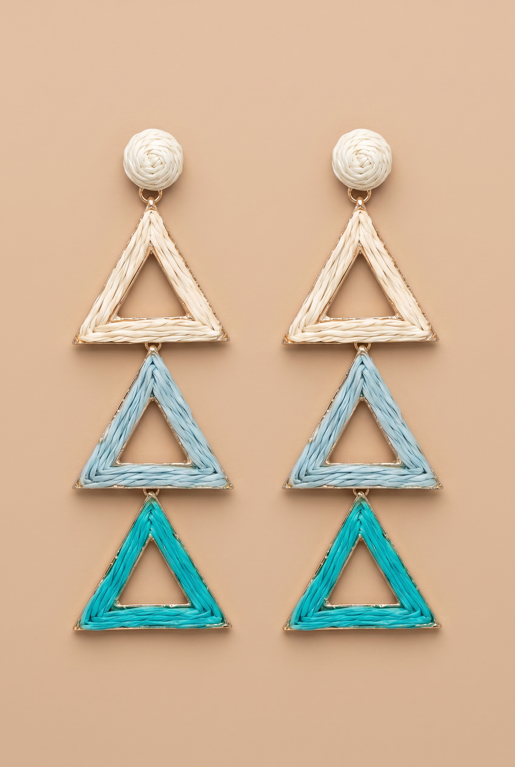 SEASIDE TRIANGLE RATTAN EARRINGS
