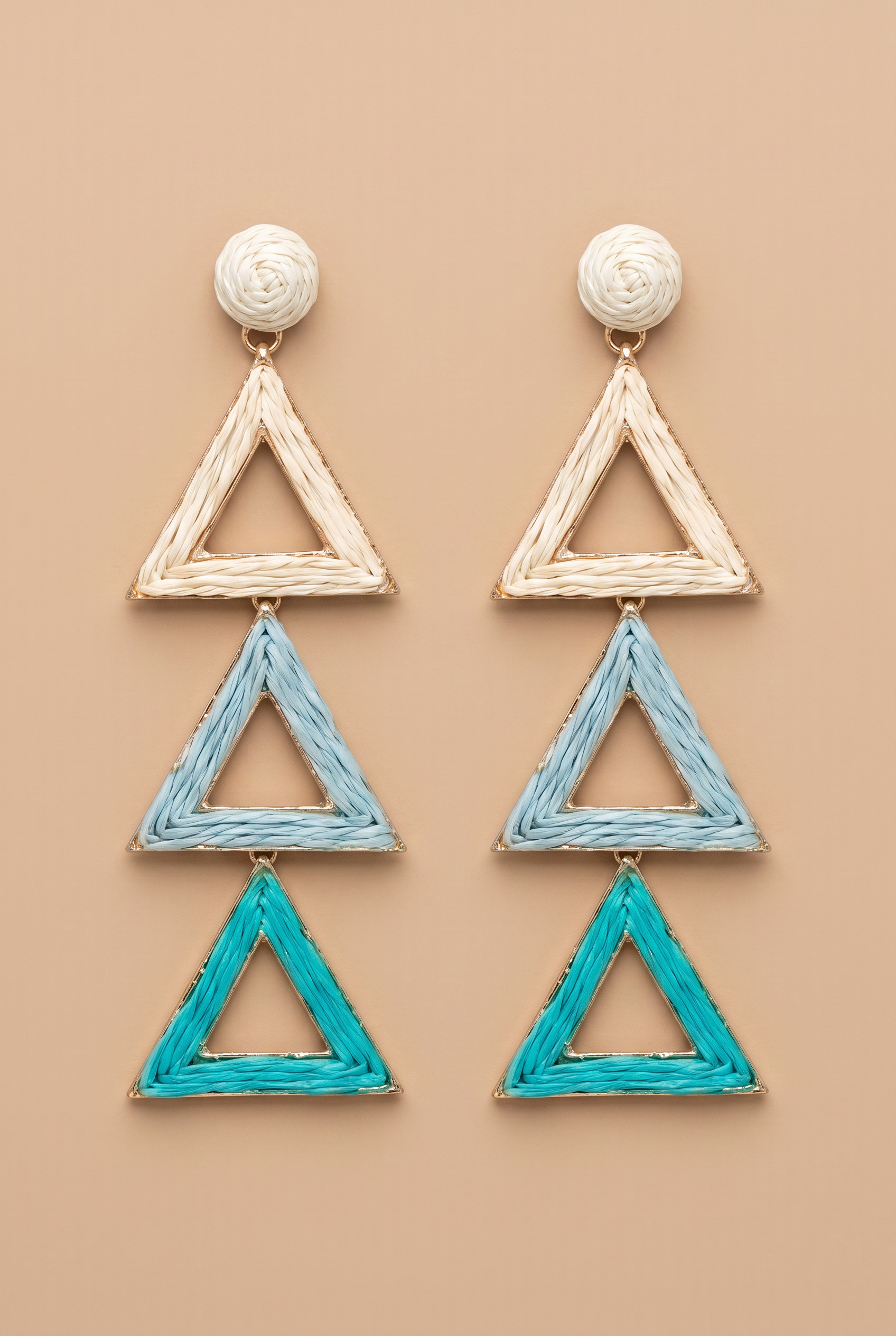 SEASIDE TRIANGLE RATTAN EARRINGS