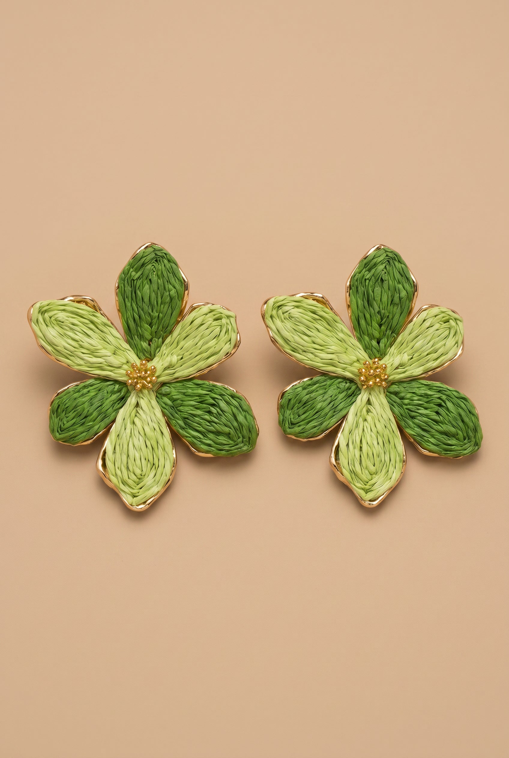 TROPICAL BLOOM RATTAN EARRINGS