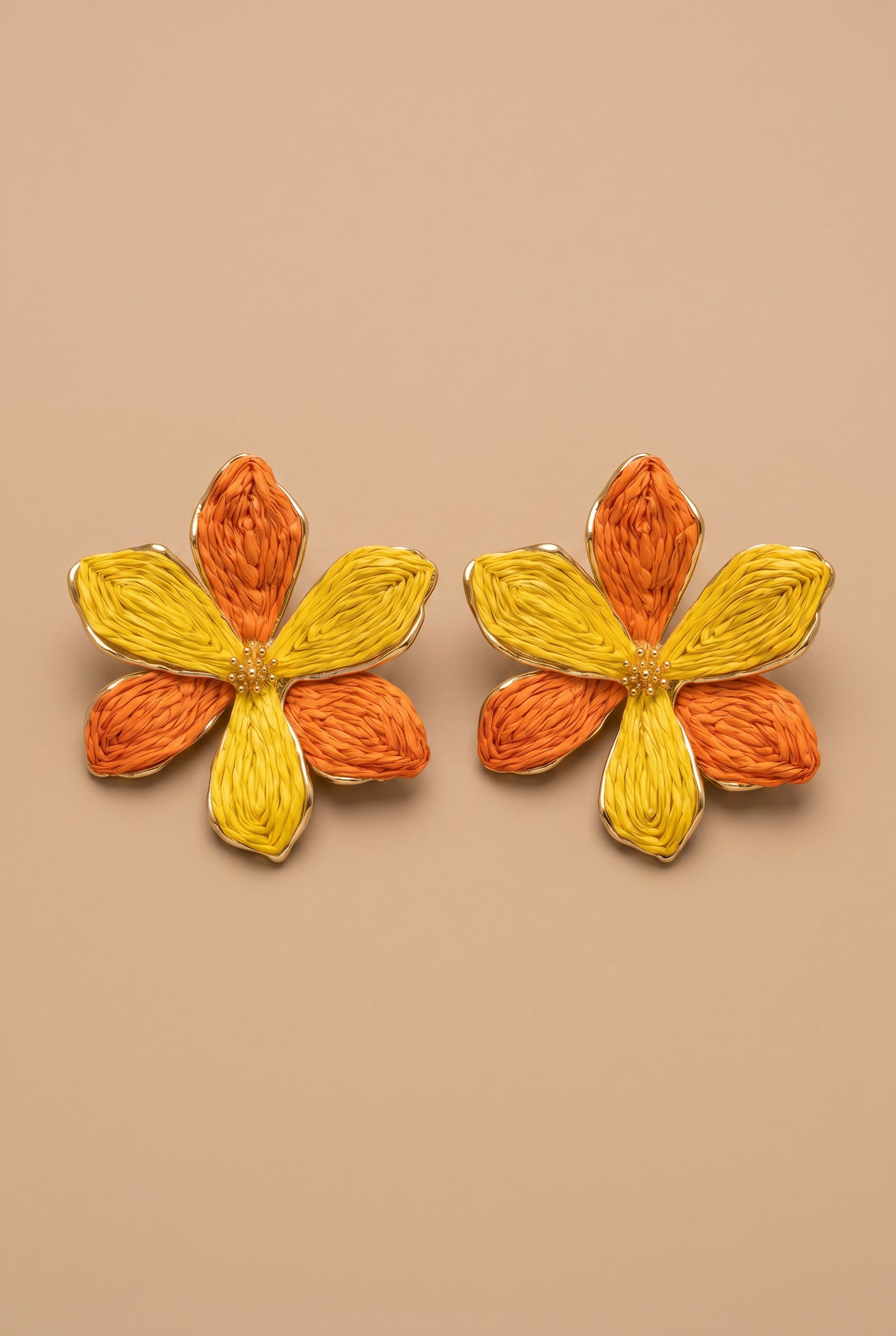 TROPICAL BLOOM RATTAN EARRINGS