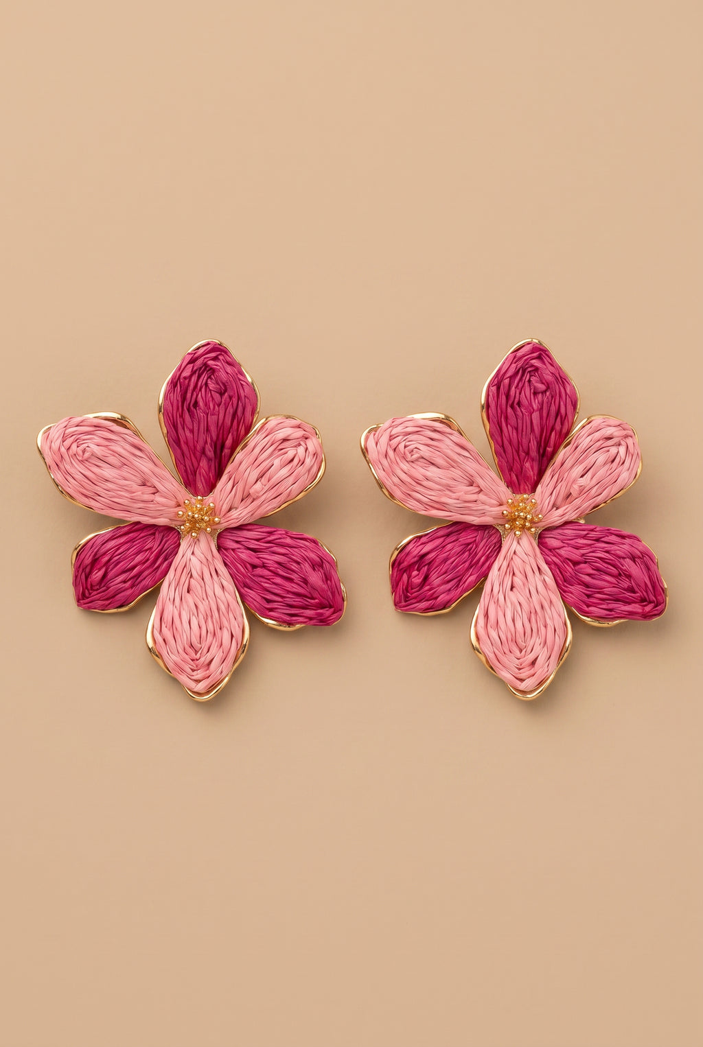 TROPICAL BLOOM RATTAN EARRINGS