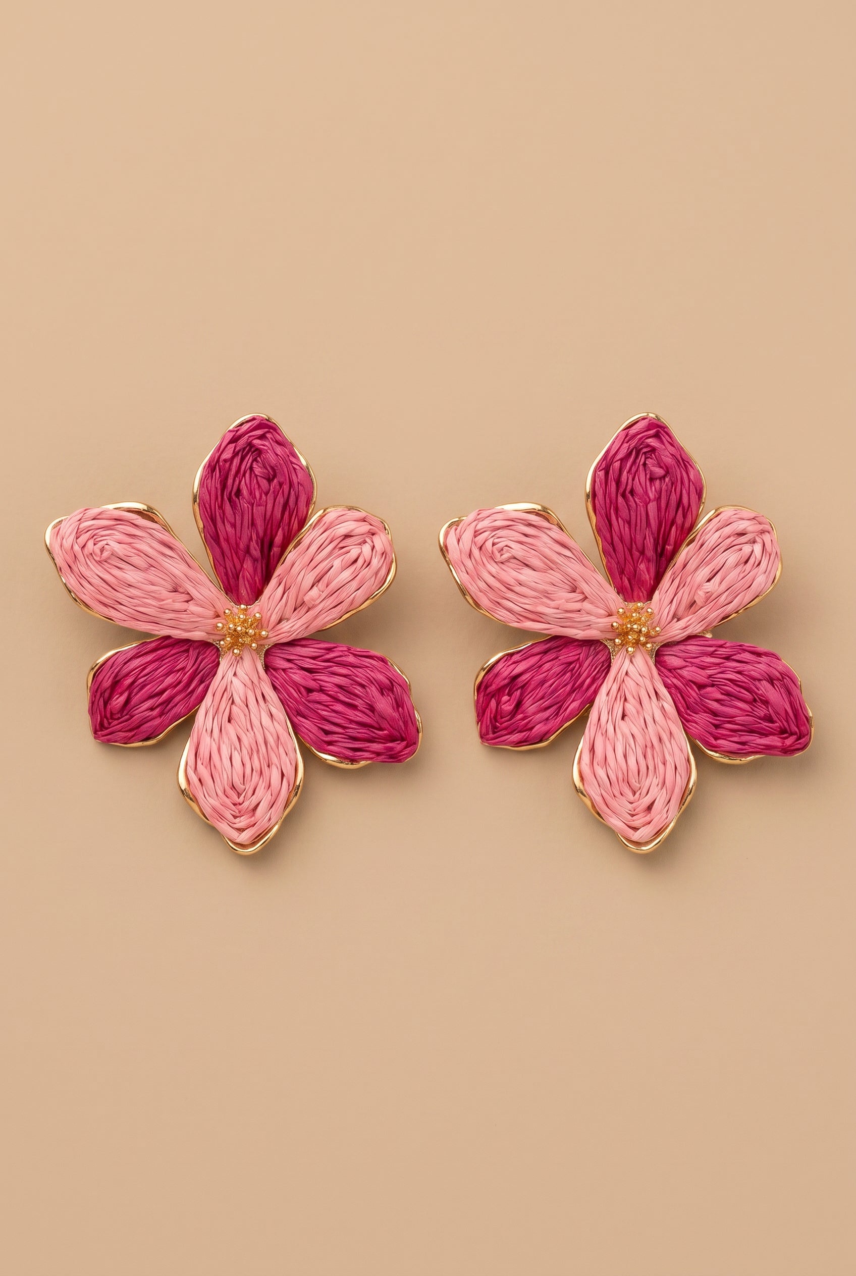 TROPICAL BLOOM RATTAN EARRINGS