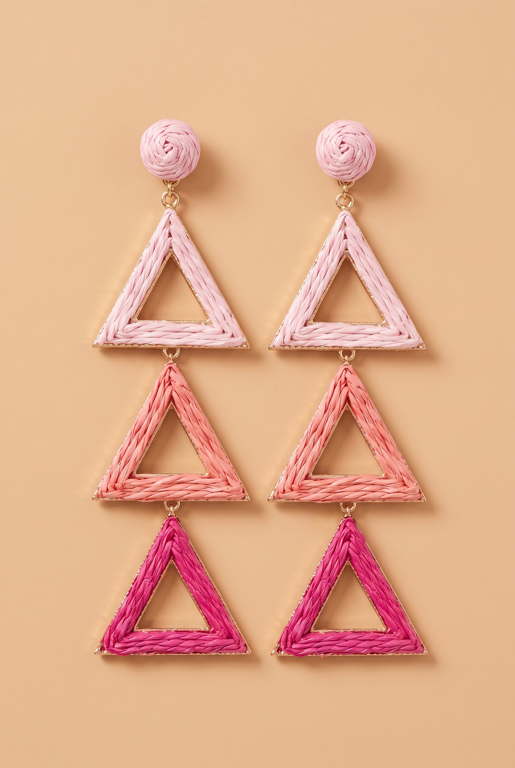 SEASIDE TRIANGLE RATTAN EARRINGS