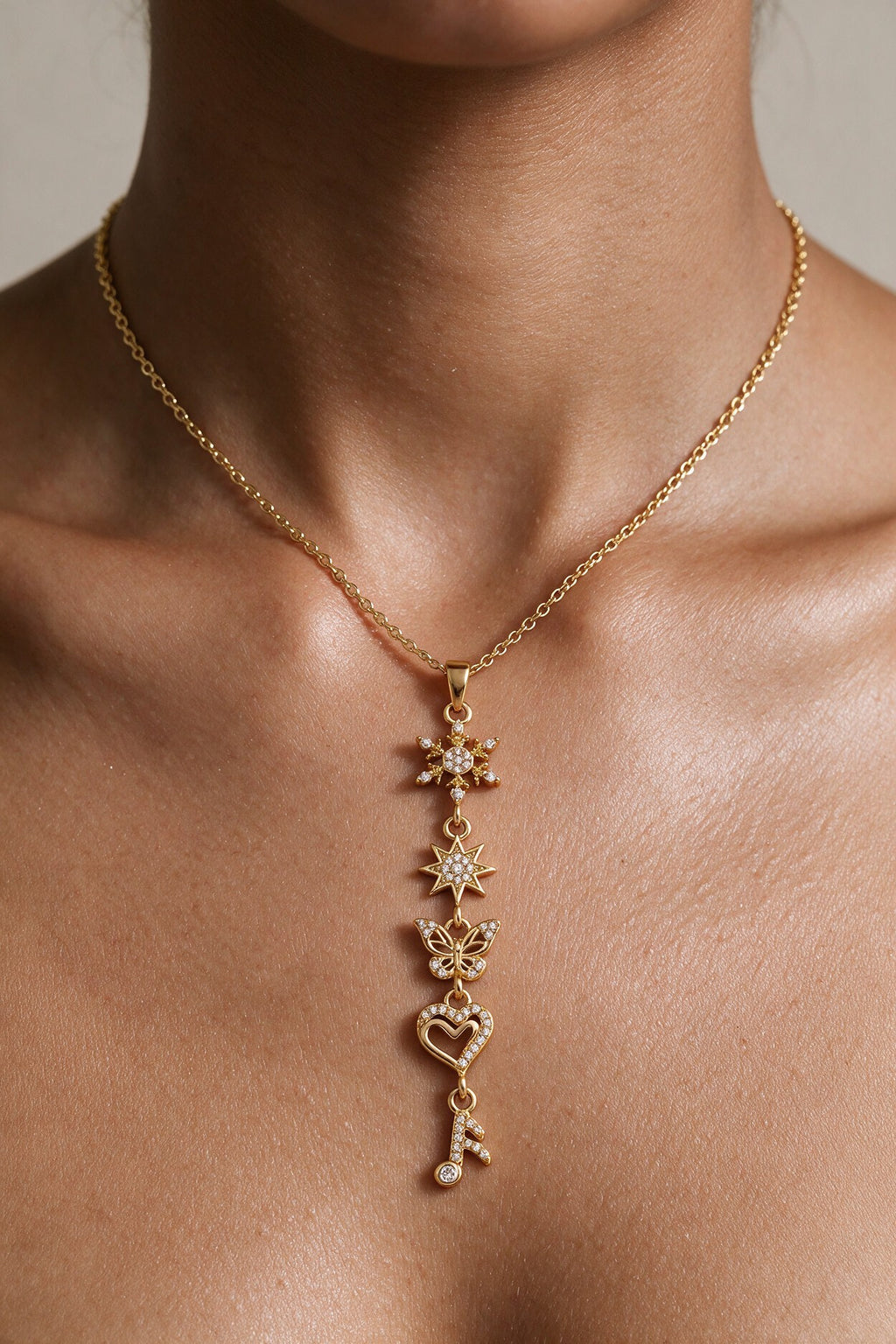 Astra Charm Drop Necklace
