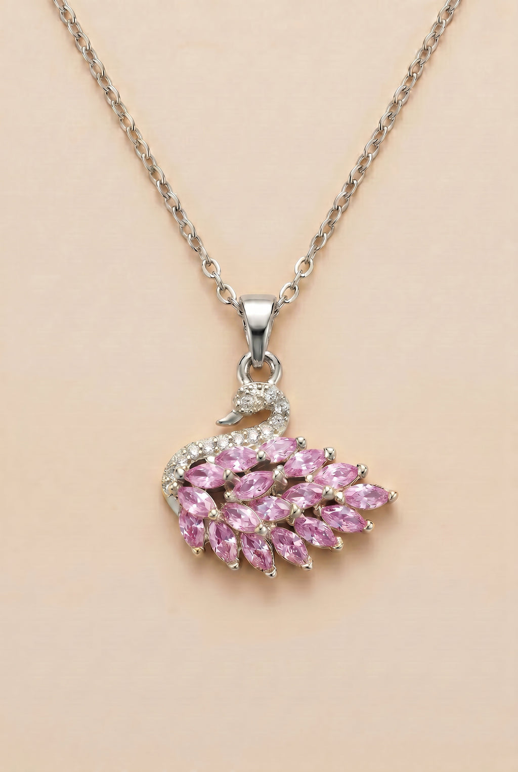 SILVER SWAN BLUSH NECKLACE